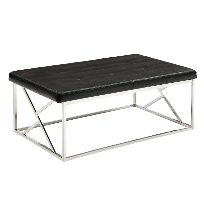 Adaisha Faux Leather Upholstered Bench, Black