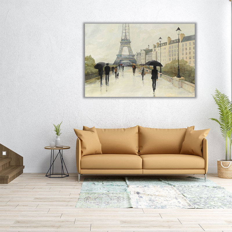 Eiffel in the Rain - reproduction d'art sur toile, H 20 po x l 30 po