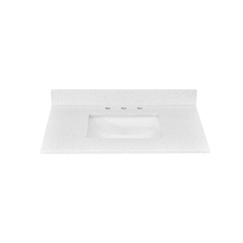 36"X22" Quartz Stone Bathroom Vanity And Rectangular Ceramic Sink And Backsplash