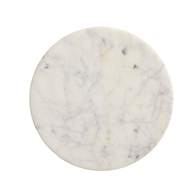 Mabel Nesting End Table-Short-Veined White Marble, 23" H x 8" W x 8" D