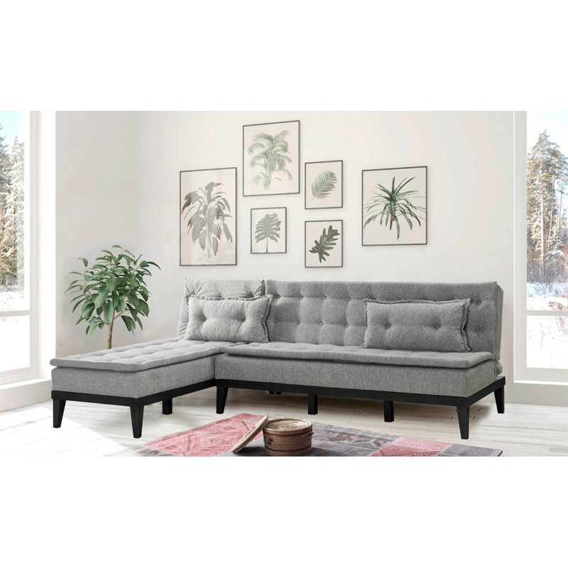 Canapé modulaire d'angle rembourré 88,6 po Sky, Velours gris