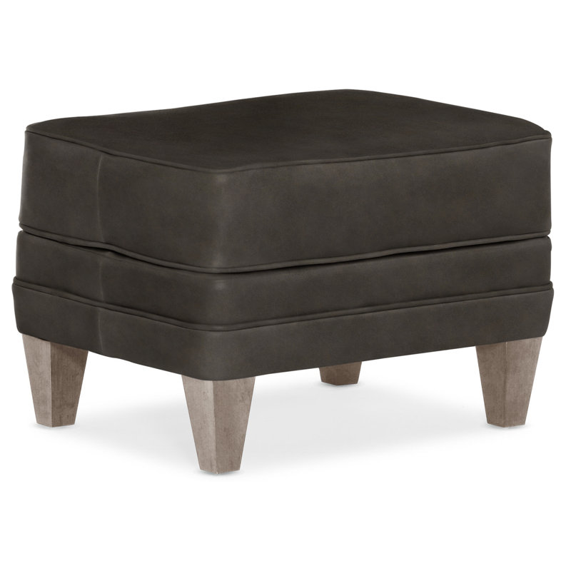 Willow Ottoman, Stone, Aline Fumo Genuine Leather