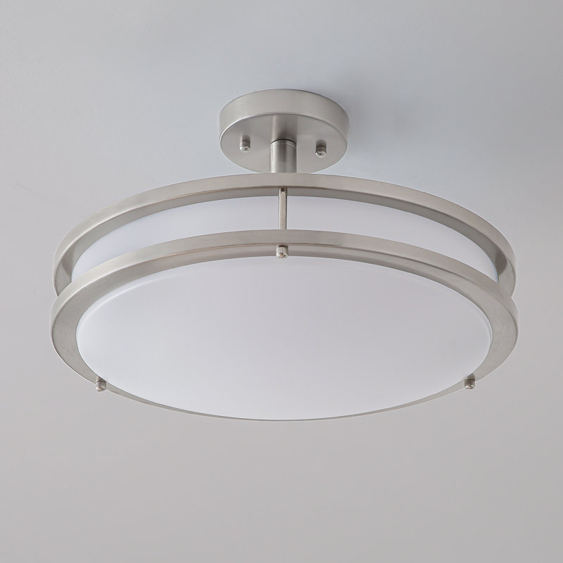 14 Inch Dimmable LED Semi Flush Mount Ceiling Light, Brushed Nickel 4000K Energy Efficient Ceiling Lamp, Modern Indoor Lighting Fixture for Bedroom Hallway Entryway, with cETL Listed