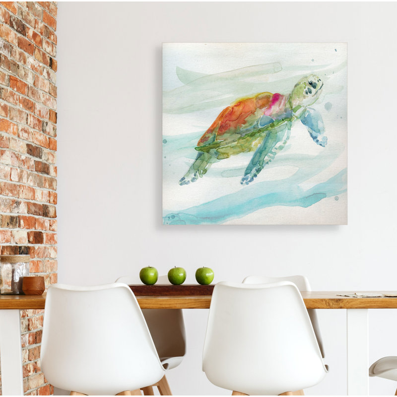 " Turtle Tropics I ", 40" H x 40" W x 1.5" D, Wrapped Canvas