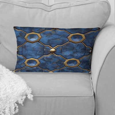 Coussin lombaire moderne bleu et octogone III