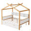 Structure de lit double en bois pleine grandeur avec deux tiroirs et une bibliothèque pour les enfants ou la chambre d'amis-328165191