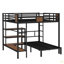 Grand lit superposé simple avec espace de rangement sur le lit supérieur, lit inférieur avec cintres et tablettes, peu encombrant / réduit le bruit