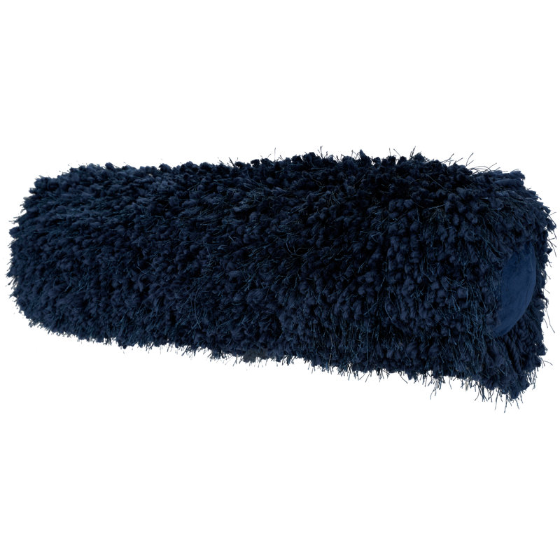 Navy Shag 20" Polyester Bolster Throw Pillow