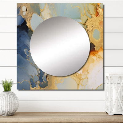 Langbehn - Grand miroir carré abstrait à encre liquide pour décoration murale