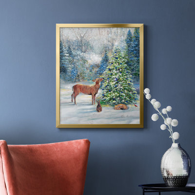 Toile encadrée de qualité supérieure Winter Gathering - prête à être accrochée