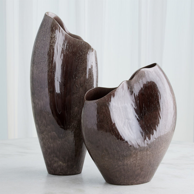 Horn Handmade Ceramic Table Vase, 15.5" H x 13.5" W x 7.25" D