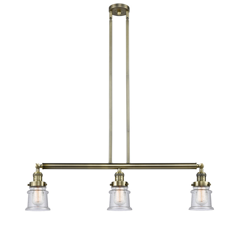 Madelyn 3 - Light Kitchen Island Pendant, 6 Watt Vinage LED Bulb, Seedy, Antique Brass