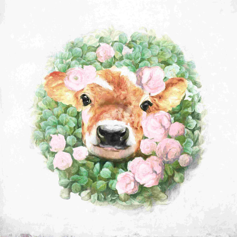 Couronne florale de veau, H 12 po x l 12 po, Non, Toile tendue