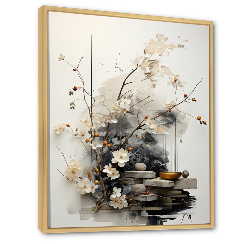 Jaciya Asian Art Classics Sumi III - Art mural asiatique pour le salon, H 40 po x l 30 po, Reproduction avec cadre flottant
