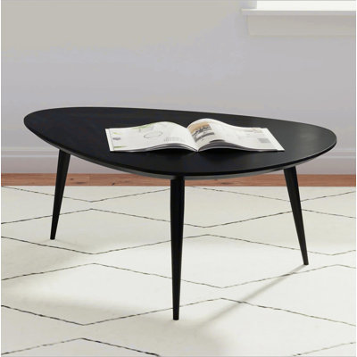 Triangular Solid Wood Coffee Table, Black