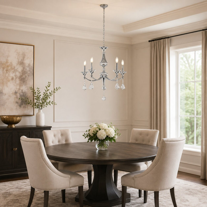Jakirra 5-Light Traditional Crystal Chandelier , Chrome, Clear