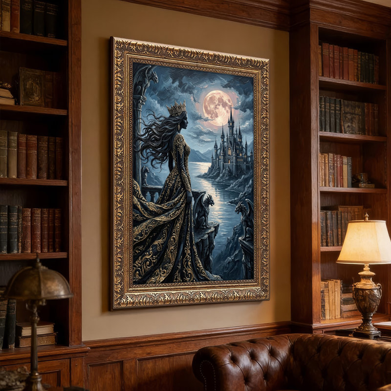 Art mural en toile noyer doré encadré pour le salon, la chambre à coucher, le bureau ou le vestibule - décoration murale décorative avec fantaisie grand