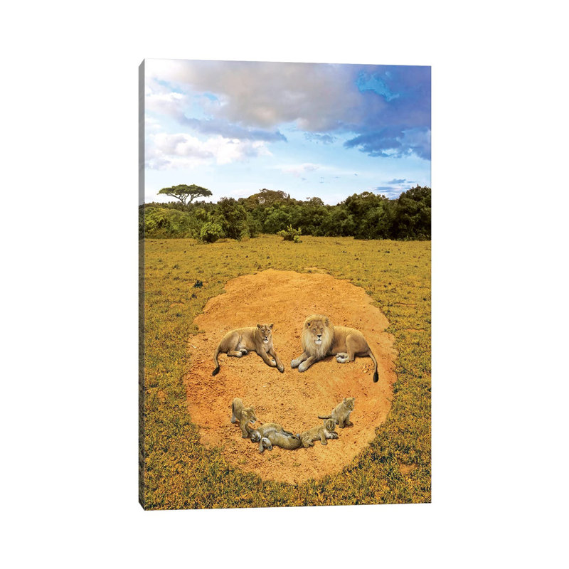 A Lion's Happiness by Vincent Hie - Wrapped Canvas Print, 20.32 cm H x 30.48 cm W