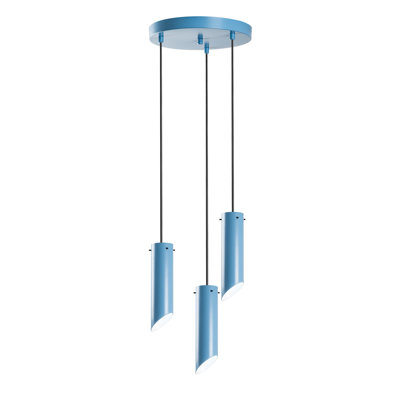 Elegant Light Blue Chandelier with Adjustable Height, Metal Body, 15.7 in Diameter | 3 x E27 Socket (Max 40W), Total Height: 29.5 - 44.9 in | Stylish Lighting Fixture for Living Room, Dining Room & Entryway