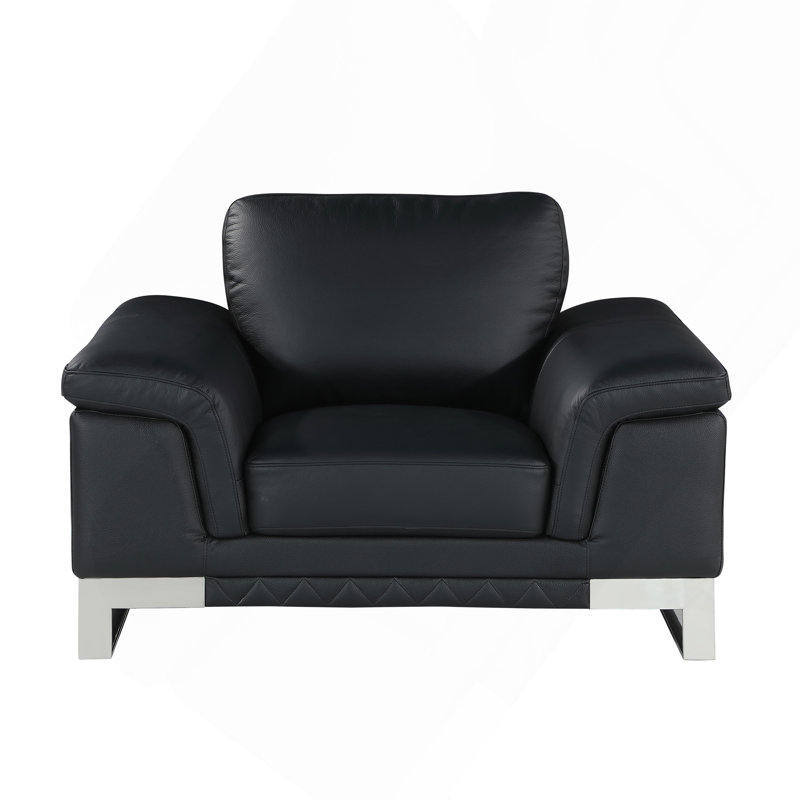 Chaise en cuir fleur, Noir