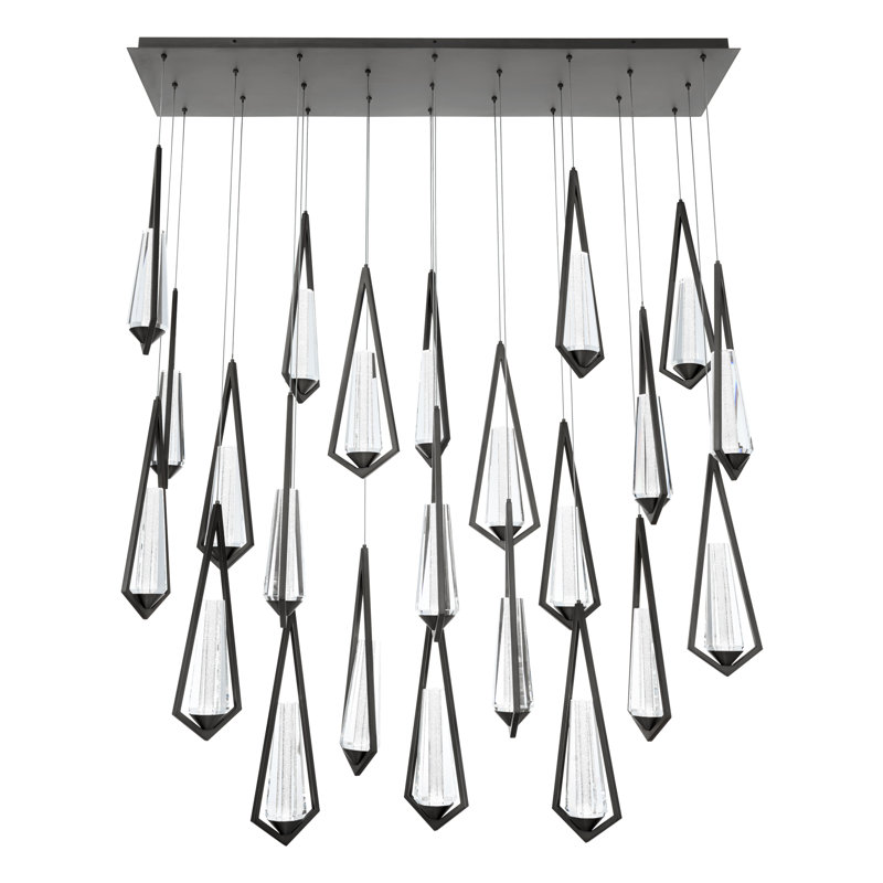 Devotion LED Pendant, 18" H x 12" W x 54" D, Black, 23 Lights