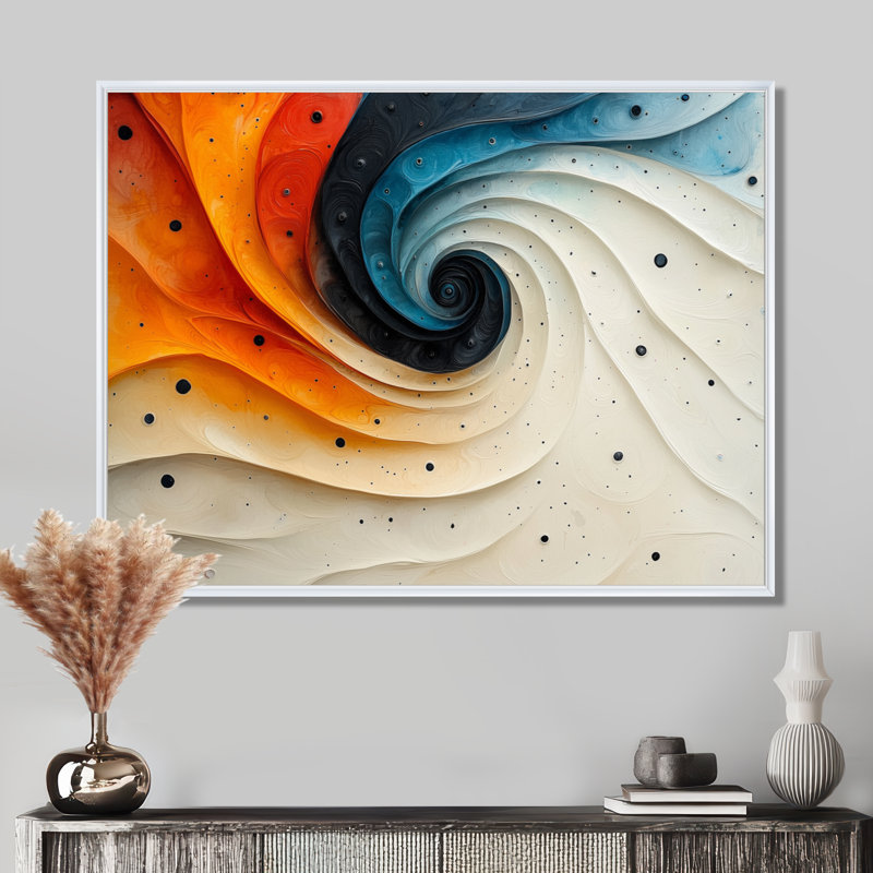 Mathes - Abstract Large Wall Art, H 30 po x l 40 po, Cadre flottant, Blanc