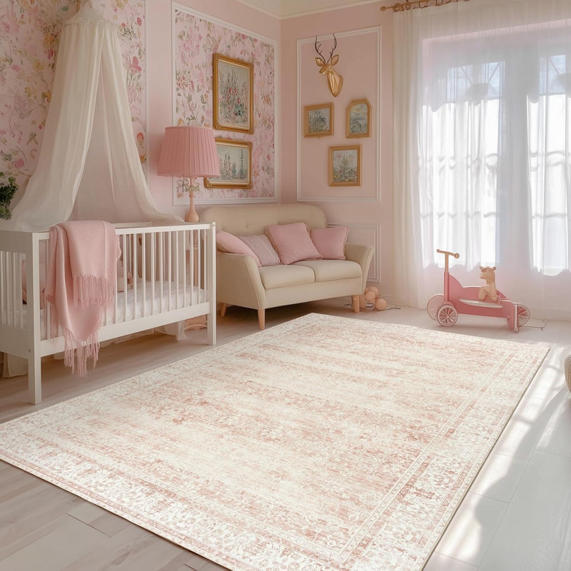 Rectangle 274 cm x 183 cm Floral Wool Area Rug
