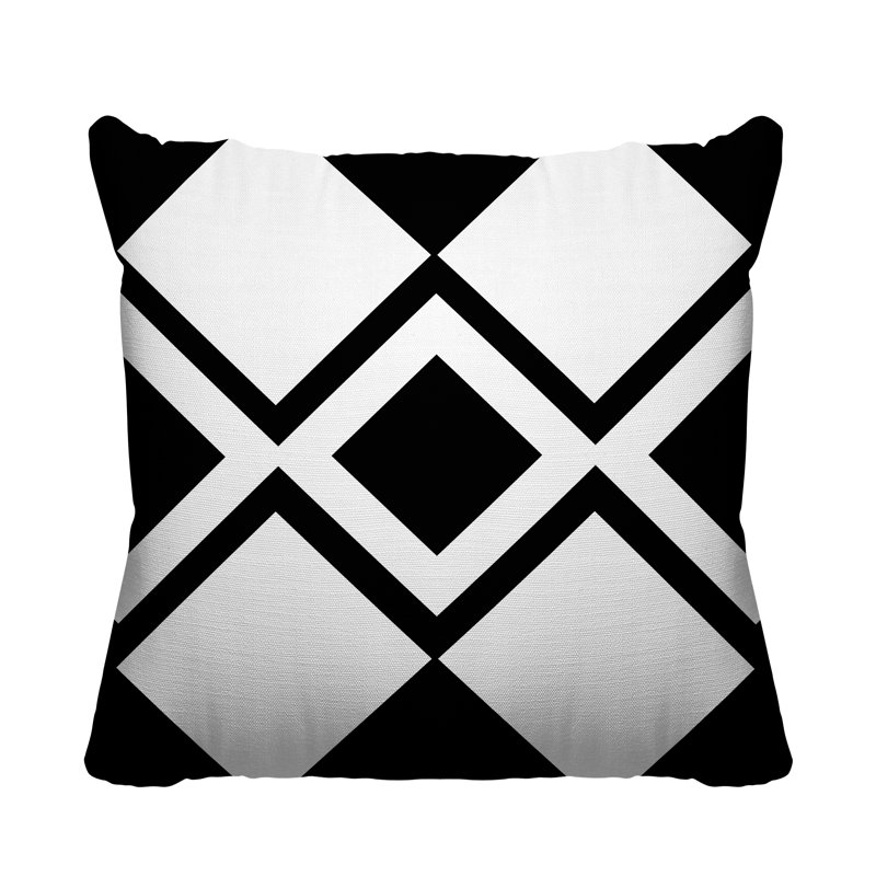 Halsey Geometric Outdoor Reversible Throw Pillow, 19W" x 19H", Black