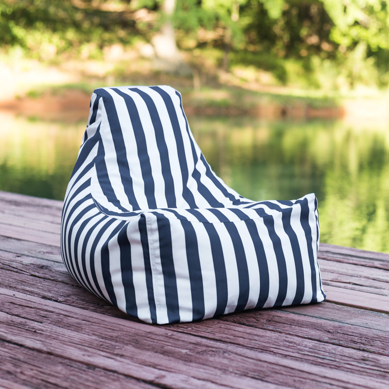 Fauteuil à billes / chaise de jardin Juniper Jr, Sunbrella à rayures bleu marine
