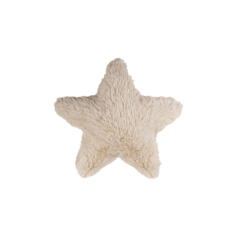 Coussin crème en fausse fourrure
