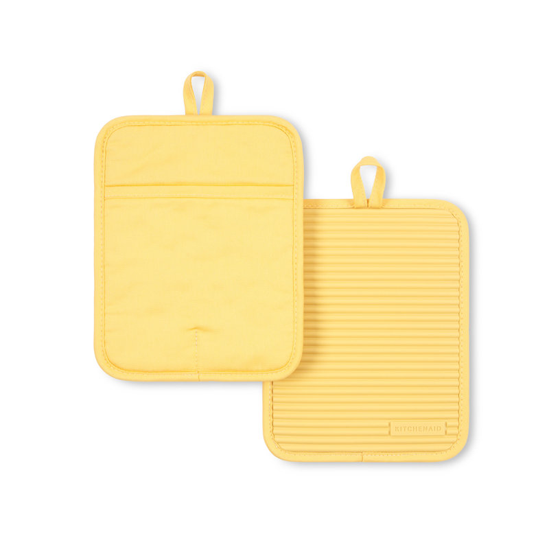 KitchenAid Ribbed Soft Silicone Potholder, Butter Yellow