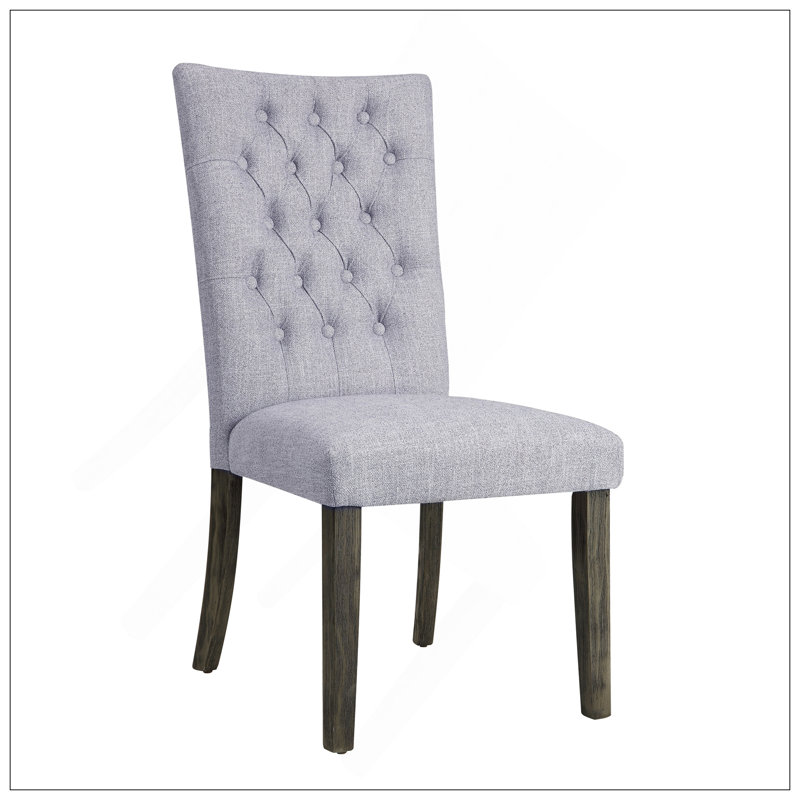 Merel Grey Linen & Grey Oak Finish Side Chair (Set Of 2)