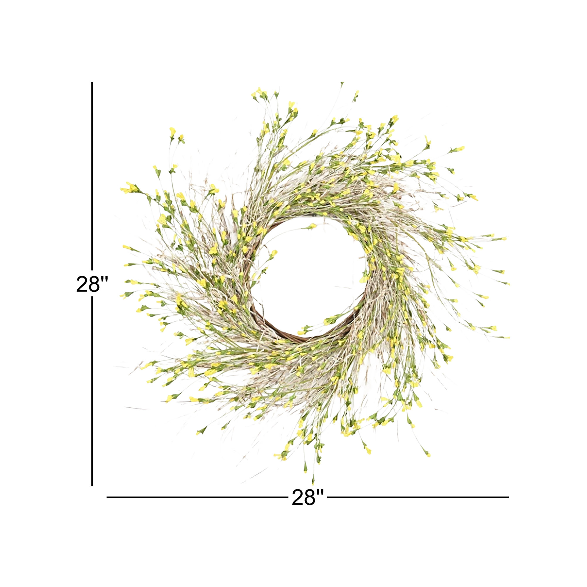 28" Artificial Farmhouse Twig Birch Wildflower Spring Summer Wreath For Front Door Floral Wedding Party Home Wall Decor