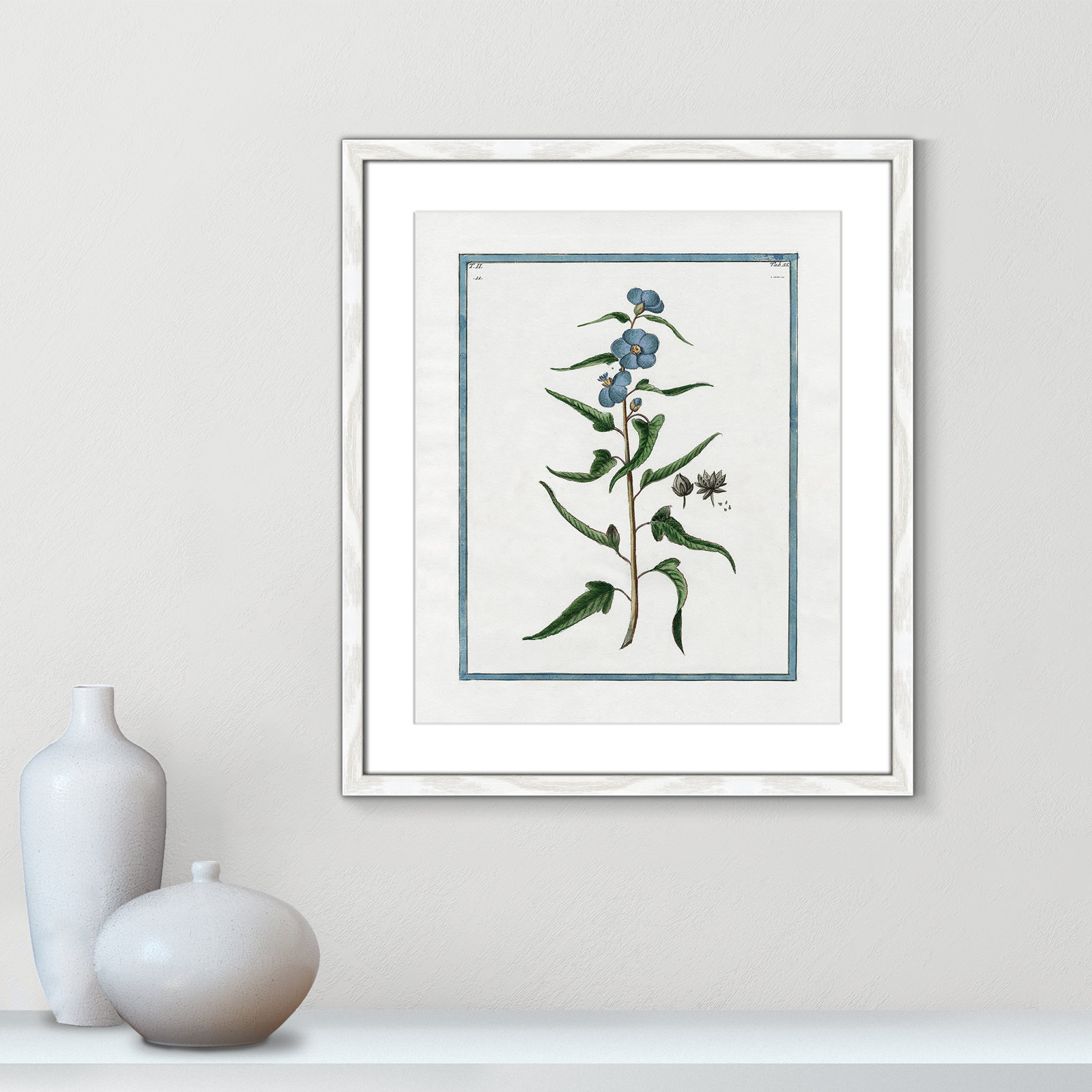 Colombe "Shabby Elegance Botanical I" Print, 16" W x 19" H, White Framed