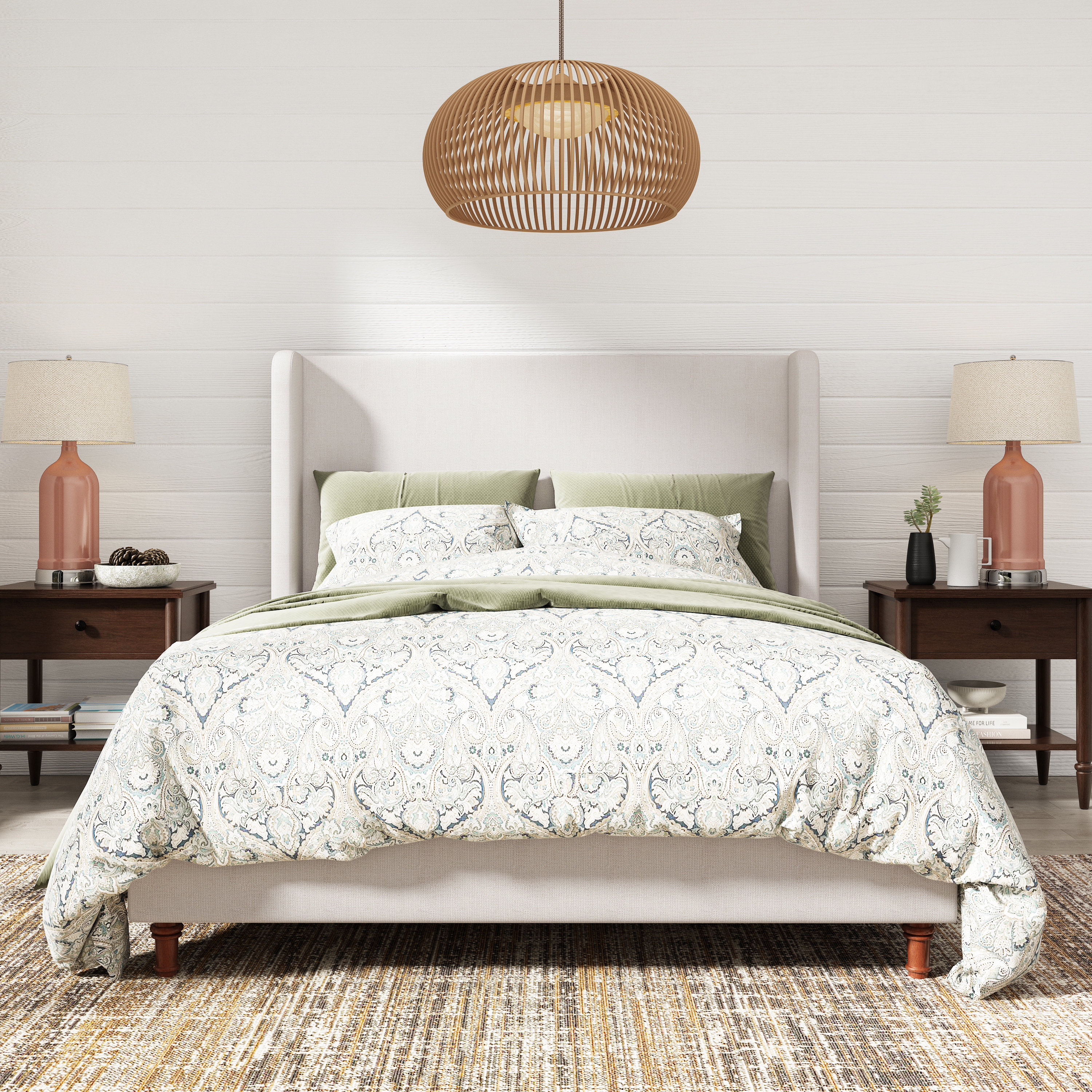 Latitude Run® Koraline Modern Upholstered Platform Bed With Wingback Headboard & Reviews | Wayfair