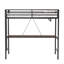 Lit mezzanine simple avec bureau, tringle de garde-robe, structure en métal, échelle et garde-corps, économie d'espace, cannelle noire