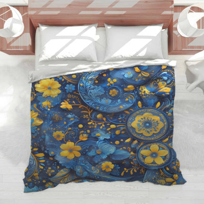 Édredon à motif floral bleu