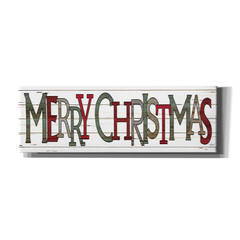 «Merry Christmas Sign» par Cindy Jacobs, art mural sur toile, H 12 po x l 36 po x 1,5 po