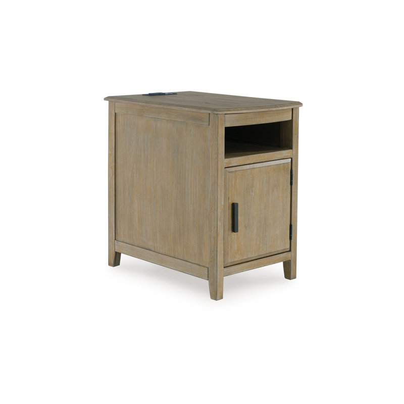 Geppie End Table and Built-In Outlets, Natural
