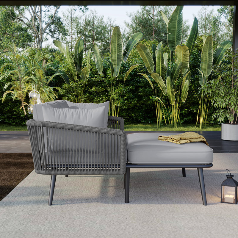 120cm Wide Curved Steel Patio Daybed, Grey
