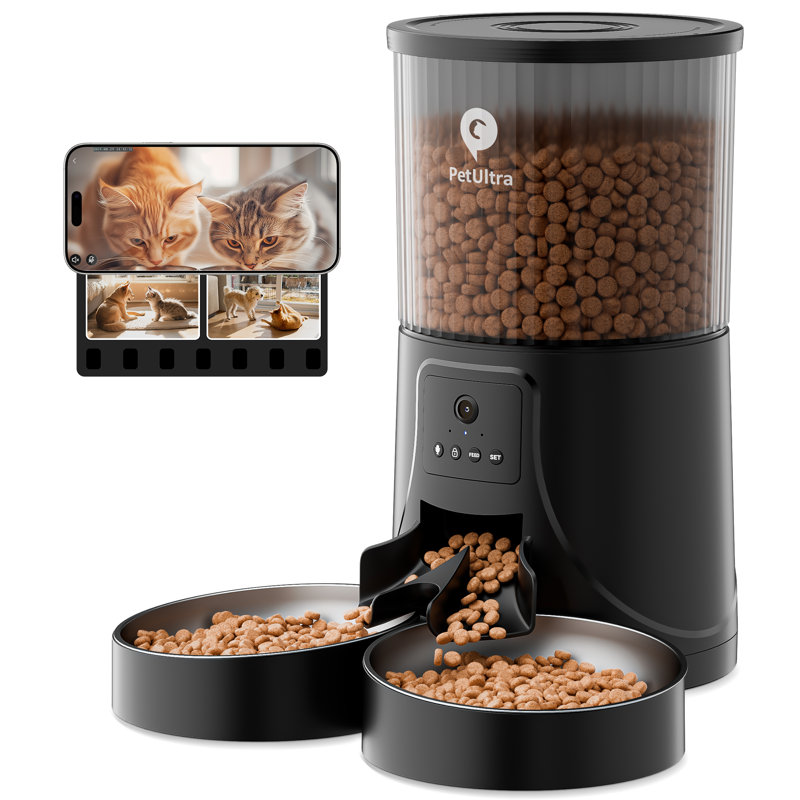 Distributeur automatique de croquettes pour 2 chats, avec connexion Wi-Fi 5G et caméra HD.

Distributeur de nourriture pour plusieurs chats, application de contrôle à distance, audio bidirectionnel, distribution précise et programmée, sac déshydratant amovible et lavable.