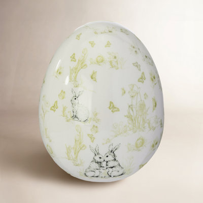Dolomite Bunny Toile Egg Holiday Accent