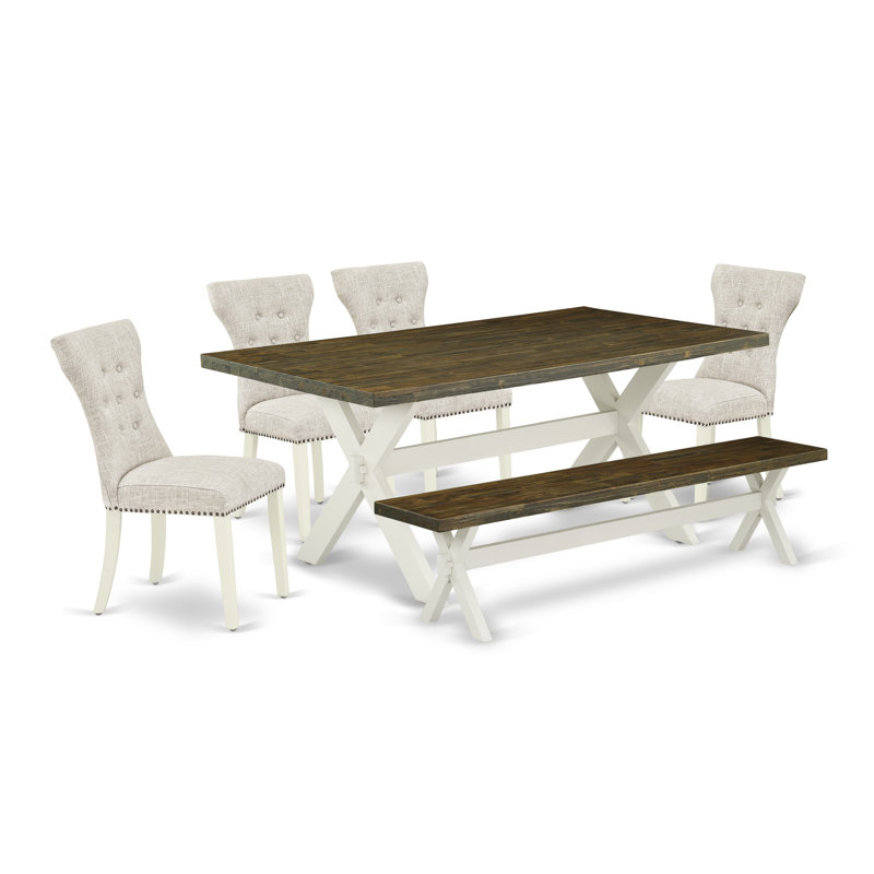 Jetset Solid Wood Top Trestle Dining Set, 6