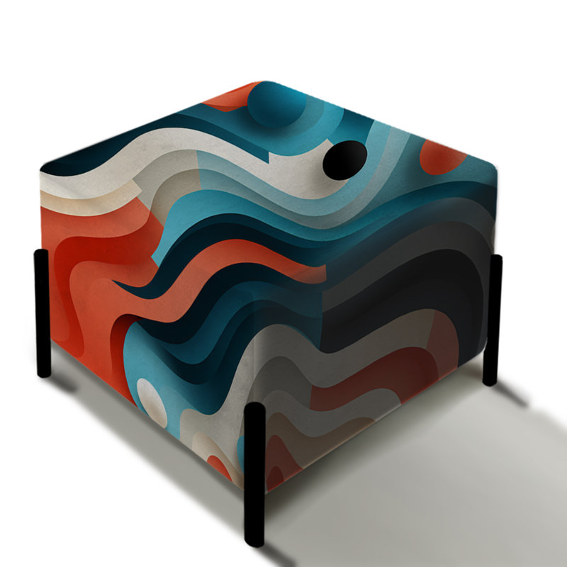 Motif géométrique rayé bleu et orange