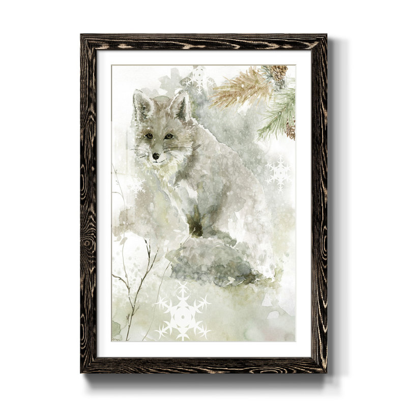 Winter Lodge Fox - Reproduction d'art sur papier encadrée, Noir, H 31,5 po x l 23,5 po x P 1,5 po