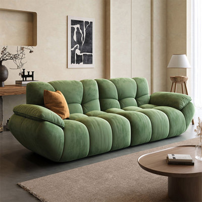 Modern and simple suede straight-row sofa