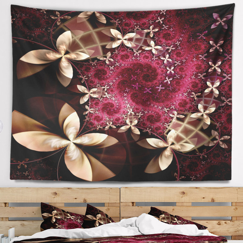 Tapisserie de motif fleur abstraite abstraite, H 68 po x l 80 po