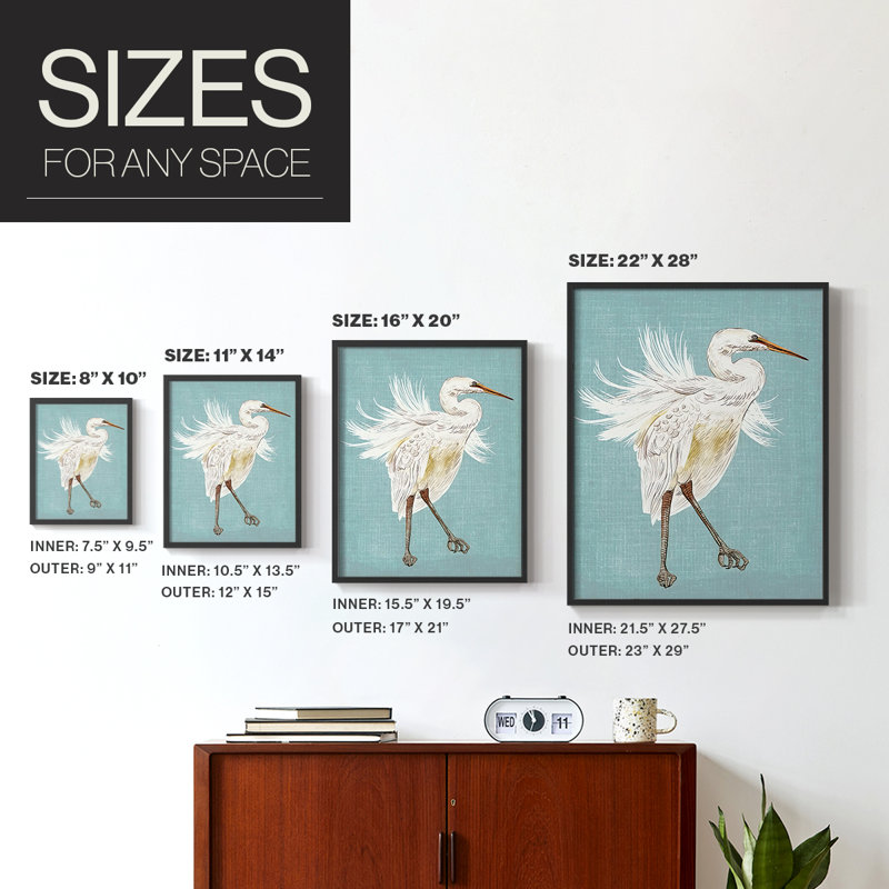 Heron Plumage III, reproduction encadrée - bois massif, H 10 po x l 8 po, Noir