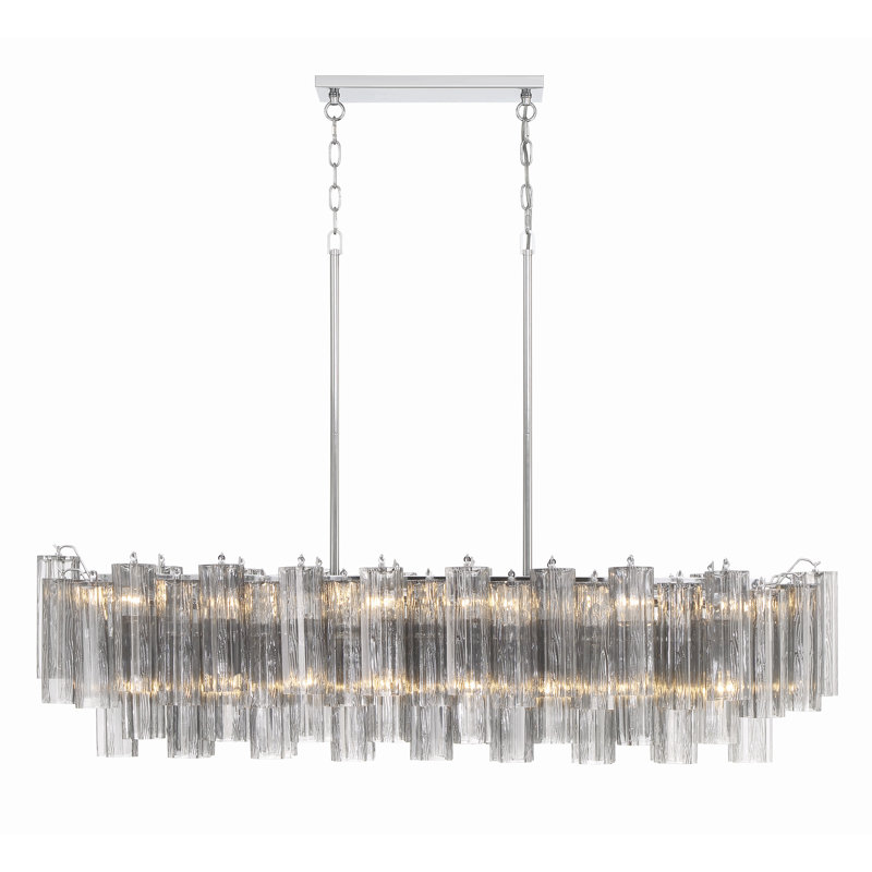 Quinzio 14 - Light Dimmable Linear Chandelier, Polished Chrome