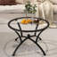 Table basse 3 pièces ronde en verre trempé et fonctionnelle pour espace de vie principal de style rétro